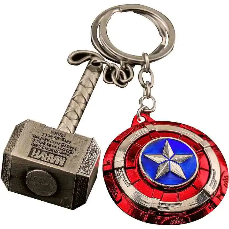 

Marvel Retro Personality Iron Man Keychain Chain Avengers Alliance Car Key Pendant Captain America Men's Thor's Hammer Wholesale