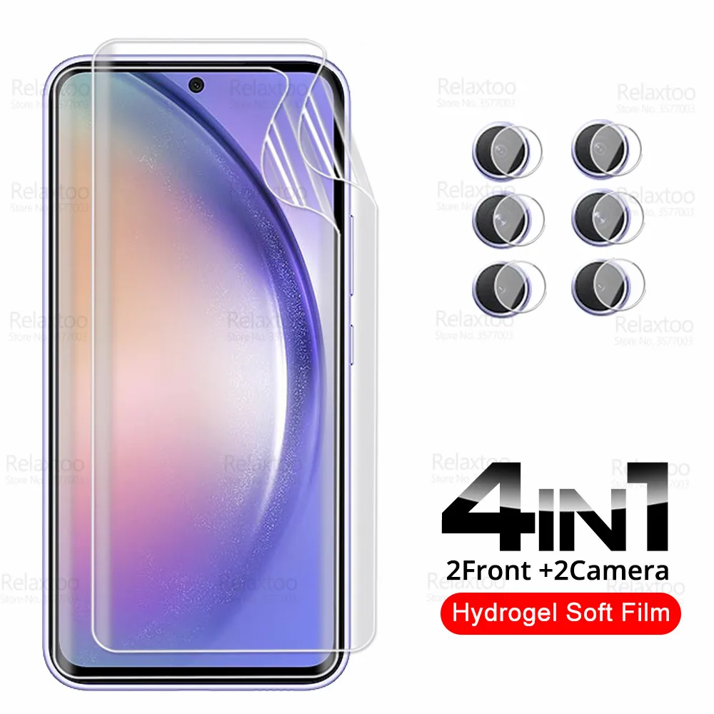 

Гидрогелевая пленка 4 в 1 для Samsung Galaxy A54, Защитное стекло для камеры, защита экрана SamsungA54, A 54, 54A, SM-A546E 2023, мягкие защитные пленки