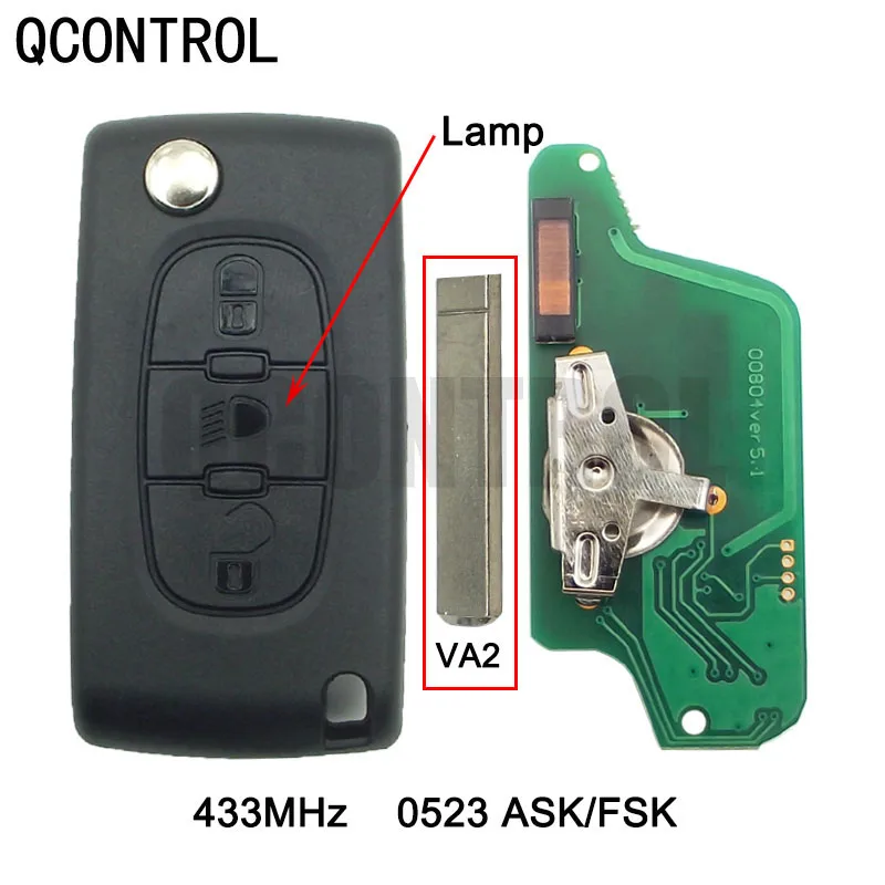 

QCONTROL ASK/FSK дистанционный ключ для Peugeot 207 408 307 308 408 Citroen C2 C3 C4 Picasso ID46 CE0536/0523 HU83/VA2 лезвие