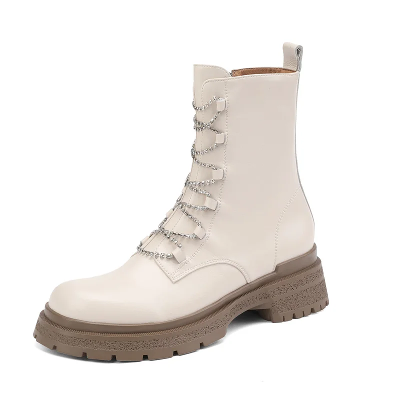 Женские кожаные ботильоны SmallHut осень-зима черные винно-красные бежевые короткие