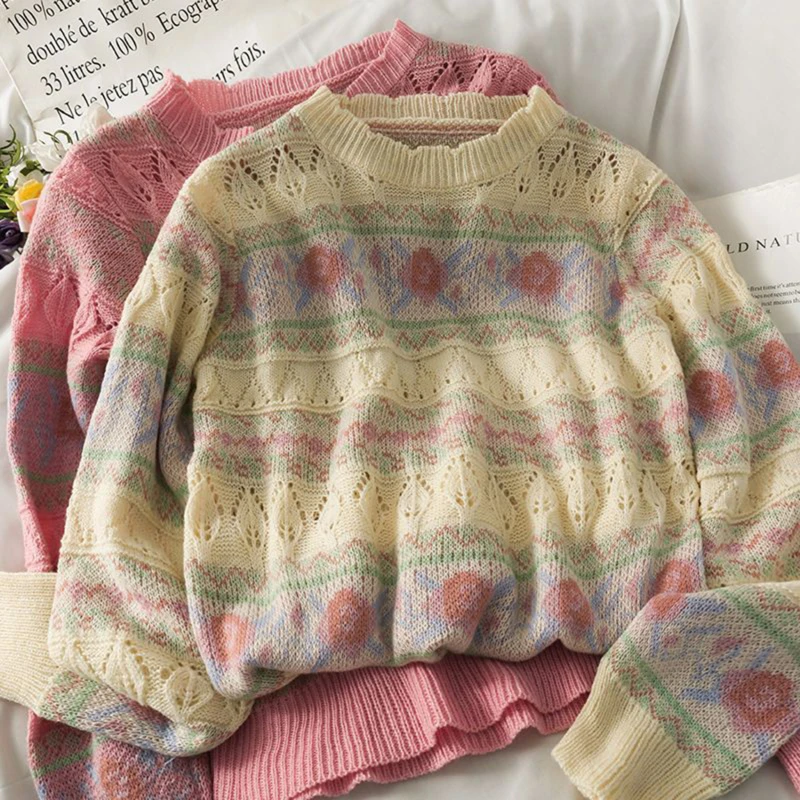 

Spring Autumn Women Patchwork Long Sleeve O-neck Knitted Sweater Casual Striped Pullover Jumpers 2022 Fall Top Female Hoodies