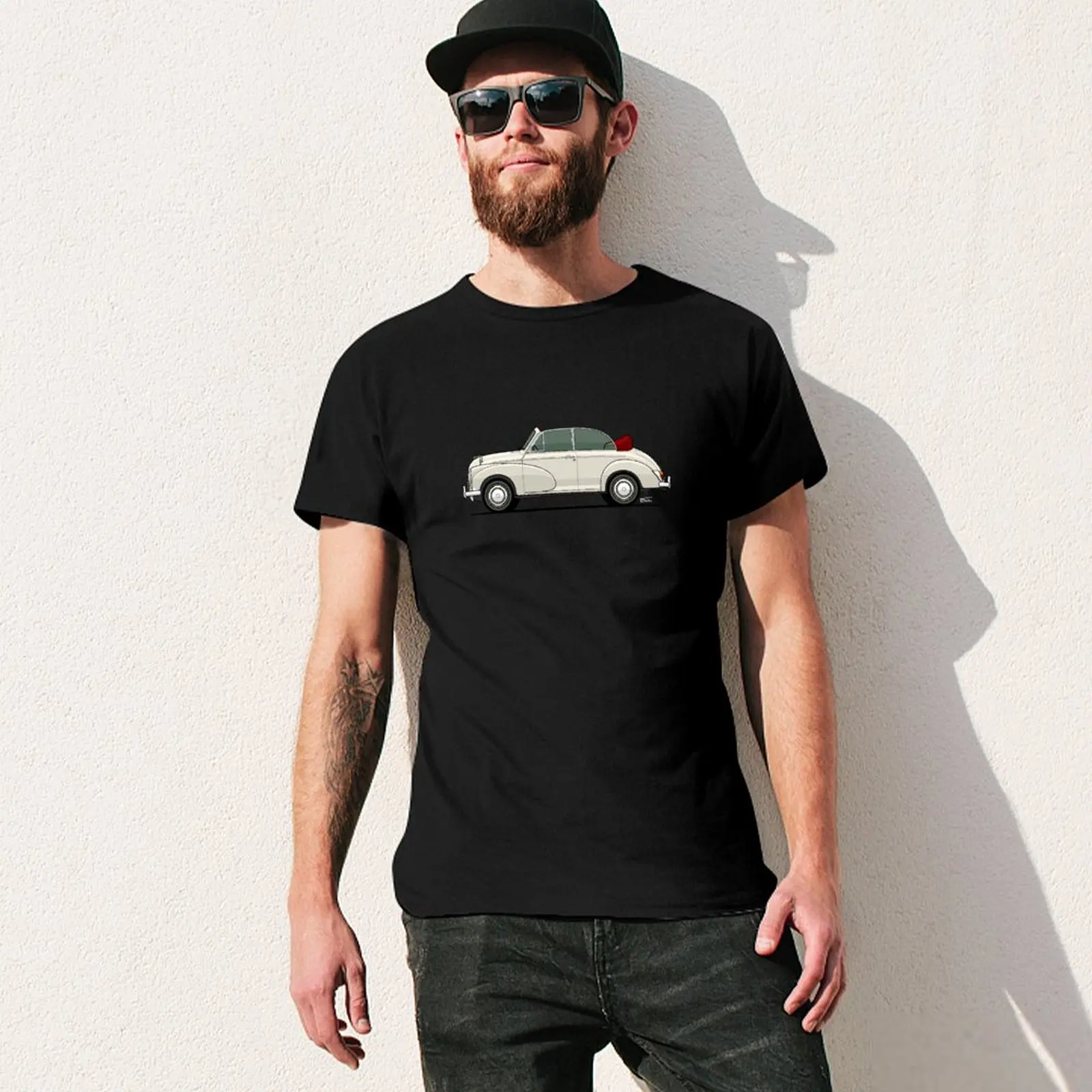 Morris Minor Traveller - Single Illustration Old English White T-Shirt дизайнерские рубашки уличная одежда