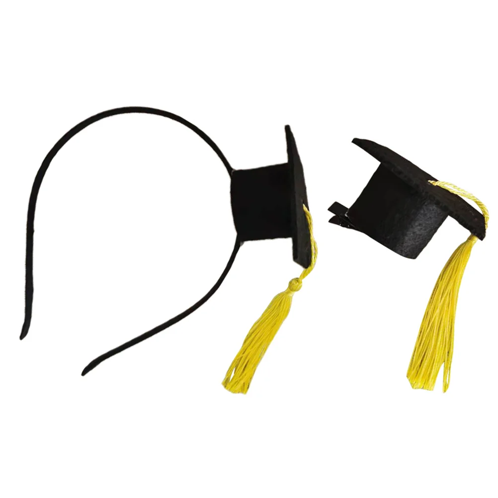 

1 Set of Doctorial Hat Hair Clip Graduation Party Headband Headwear Photography Prop