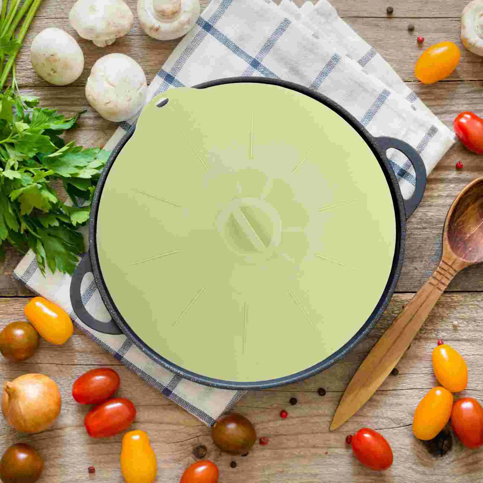 

1pc Food Grade Silicone Food Preservation Lid Pan Lid Bowl Lid Suction Sealing Lids for Home (Green Extra Large Round）