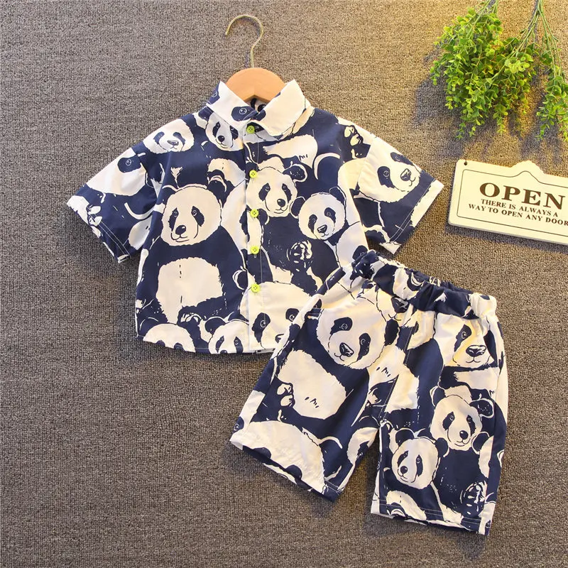 

2 шт./комплект, Детские хлопковые спортивные шорты с принтом панды