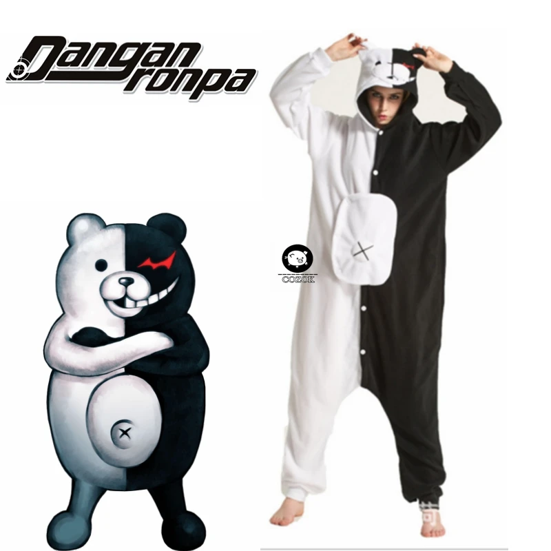 

Hot Anime Danganronpa Monokuma Cosplay Pajama Adult Unisex Onesie Kumamon Monokuma Gloomy Bear Sleepwear Pyjamas