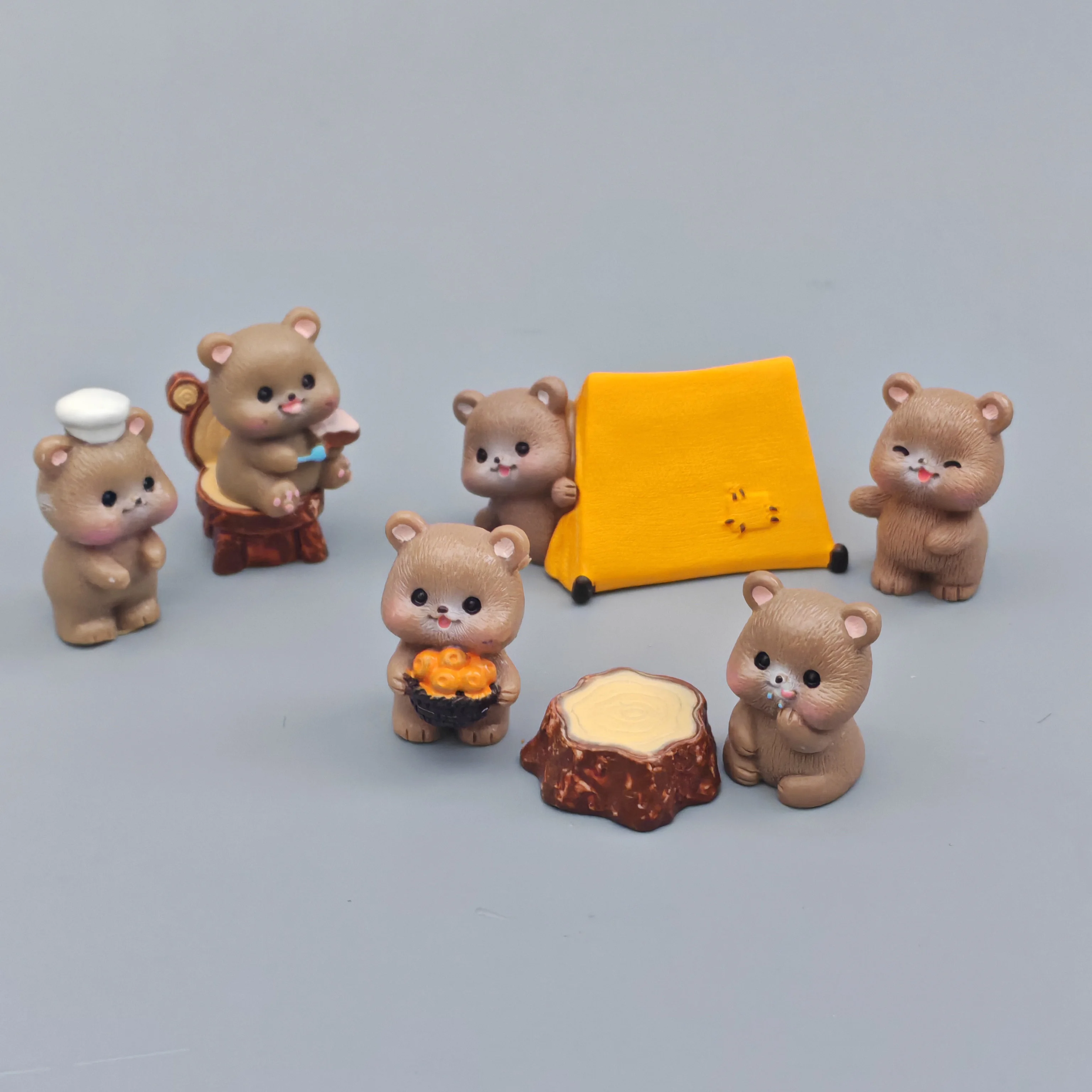 8 шт. 2024 мультяшная палатка для кемпинга фигурка медведя пейзаж сделай сам