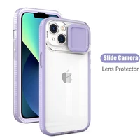 2in1 slide camera lens protection case for iphone 13 11 12 pro max xs x xr 6 6s 7 8 plus se2 transparent shockproof bumper cover