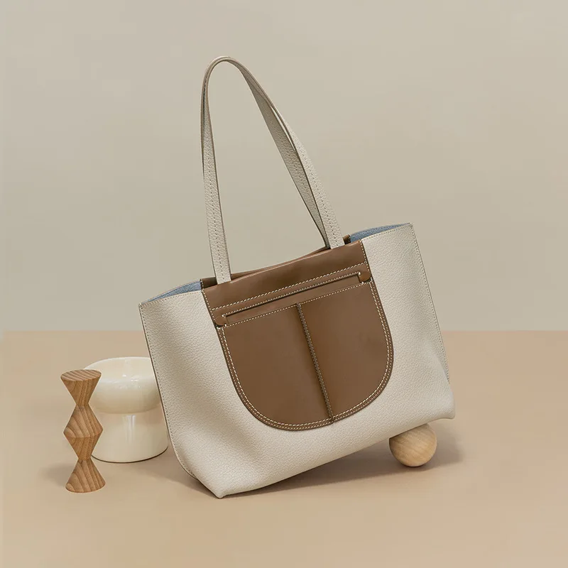 

Сумка-тоут женская из мягкой кожи, повседневный вместительный саквояж на плечо из воловьей кожи, модная Роскошная композитная Сумочка, 2022