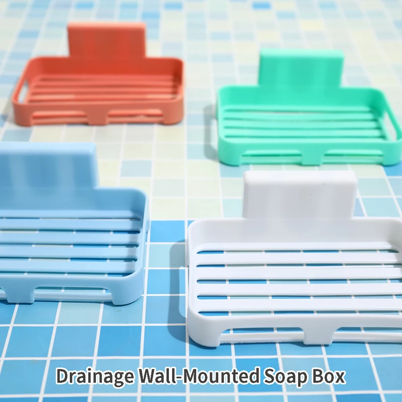 

Soap Dishes Drain Wall Mounted Soap Sponge Holder Storage Rack Bathroom Organizer Soap Draining Holder Kitchen Hanging Soap Box