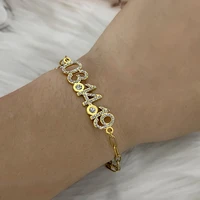 fadeless fashion zircon bracelet with birthstone square chain name bracelets custom stainless steel date bracelet for women