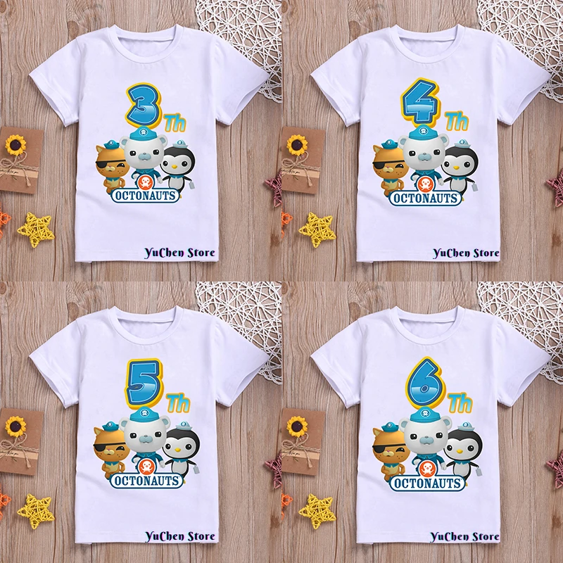 

Симпатичная футболка с восьмиконечными животными Barnacles Kwazii, фигурки животных, одежда с принтом для мальчиков и девочек, топы, детские летние...