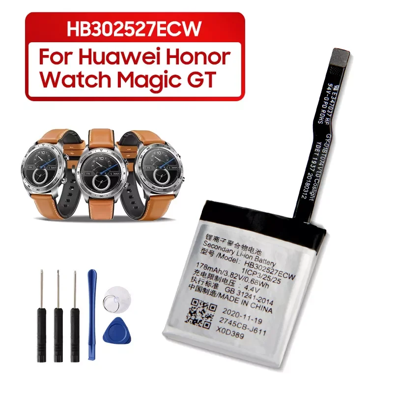 

NEW2022 Original Replacement Battery For Huawei Honor Watch Magic GT HB302527ECW Genuine Watch Battery 178mAh with Tools