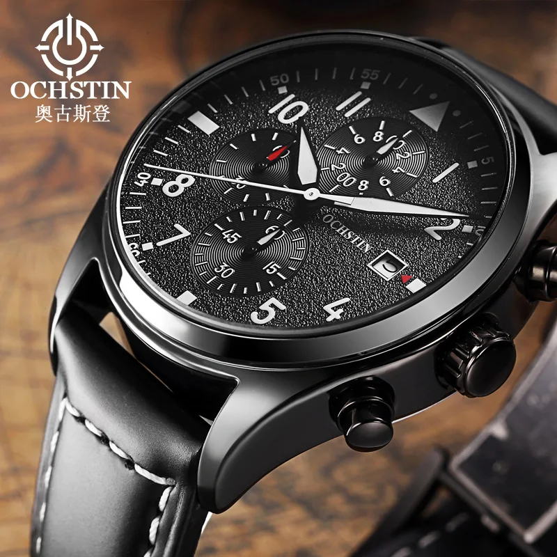 

Watch for Men Fashion Multifunctional Quartz Chronograph Movement Stainless Steel Waterproof Calendar Business reloj hombre