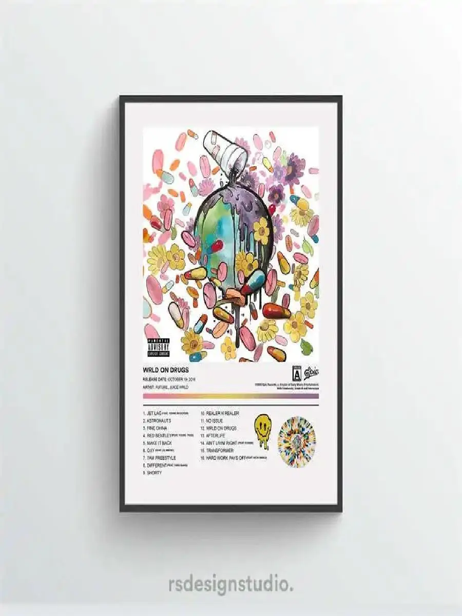 Альбом с лекарственными препаратами Juice WRLD Future художественный плакат на холсте