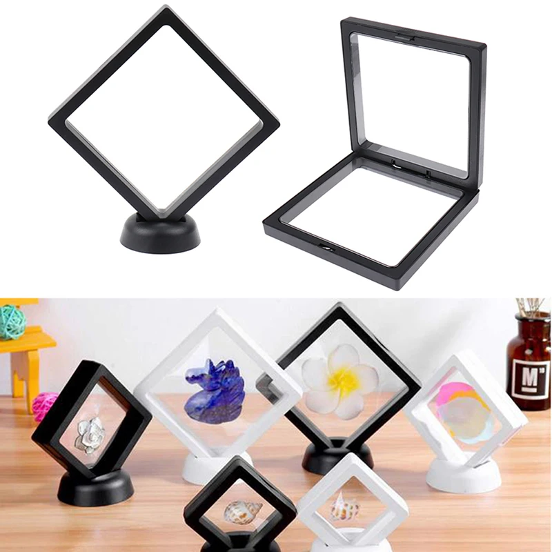 

Hot sale Square 3D Floating Jewelry Coin Display Frame Holder Box Case w/ Stand
