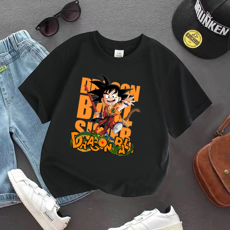 

Dragon Ball Baby Clothes Son Goku Kids Summer Cotton T Shirt Anime Cartoon Printed White Balck Tees Boy Girl Short Sleeve Tops