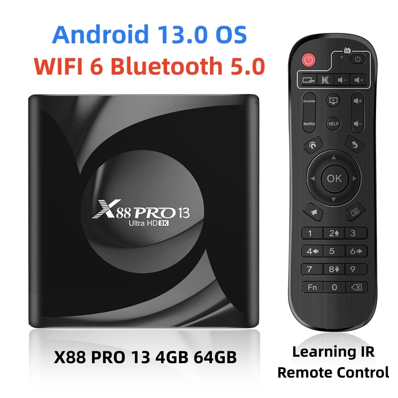 2023 Android 13 OS TV Box X88 PRO 13 RK3528 4GB/64GB Smart TVBOX Dual WIFI 6 BT 5.0 Global Media Player Ultra HD 8K Set Top Box
