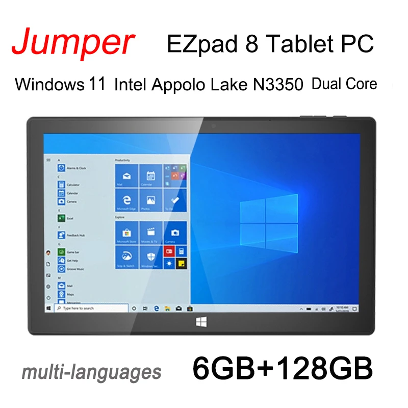 

Jumper EZpad 8 Tablet PC 10.1 inch 6GB RAM 128GB ROM Windows 11 Intel Appolo Lake N3350 Dual Core Global Languages Micro HDMI