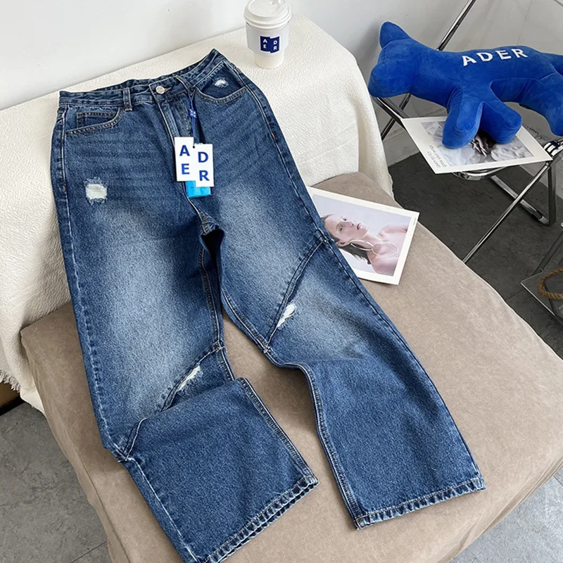 

ADER ERROR Jeans Men's Loose Casual Shredded Straight Fit Ader Error Women's Jeans