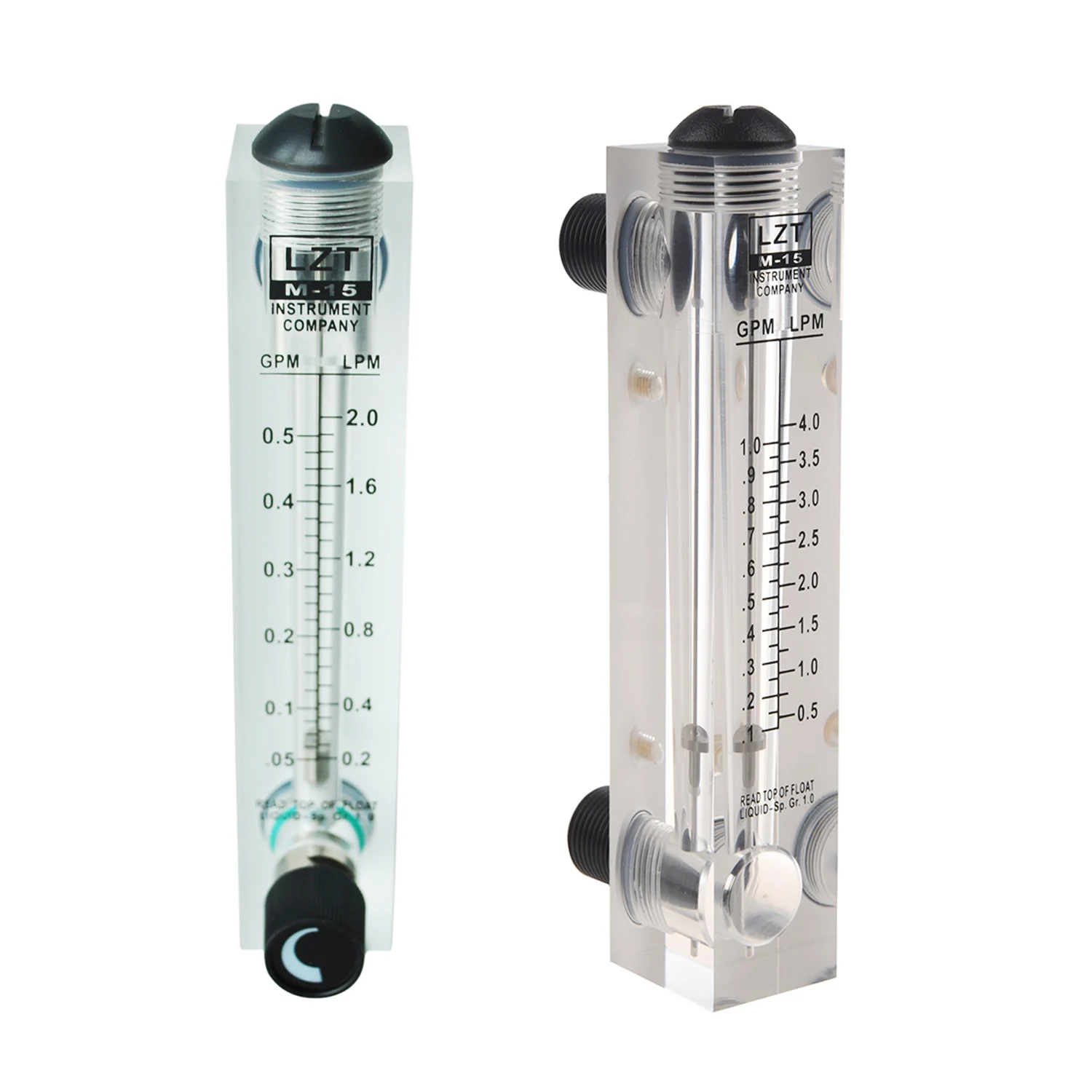 

2 Pcs Flow Meter: 1 Pcs Black Adjustable Knob 0.1-1 GPM Panel Type Water Flow Meter LZM-15 & 1 Pcs 1/2 Inch PT Thread 0.05-0.5GP