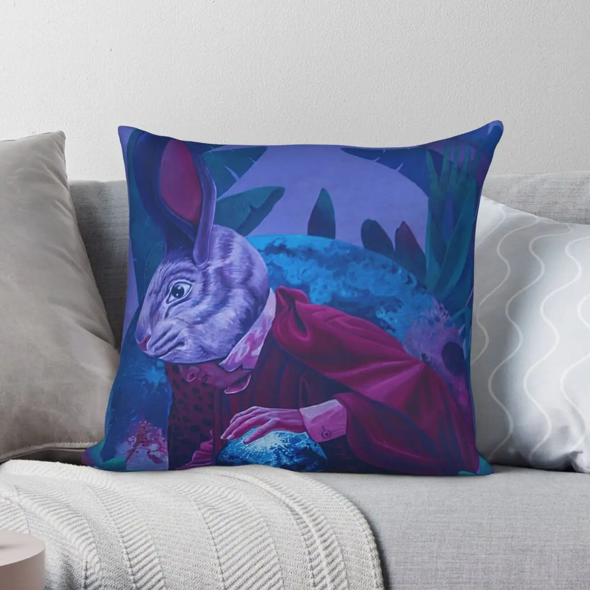 

Alice Art Wonderland Pillowcase Polyester Linen Velvet Pattern Zip Decor Pillow Case Sofa Seater Cushion Case