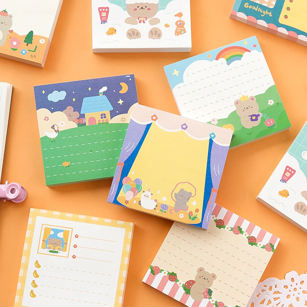 

New Cute Cartoon Pattern Note With Non Adhesive For School Student Office Stationery Diy Scrapbook Sticky Note Paper Memo Decor