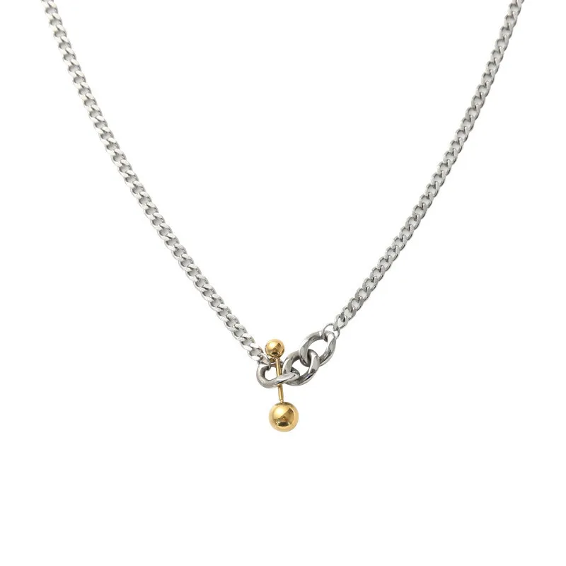

Retro Simple Niche Balance Ball Pendant Collarbone Necklace Chain Silver Color Chunky Clavicle Chain Women's Fashion Jewelry