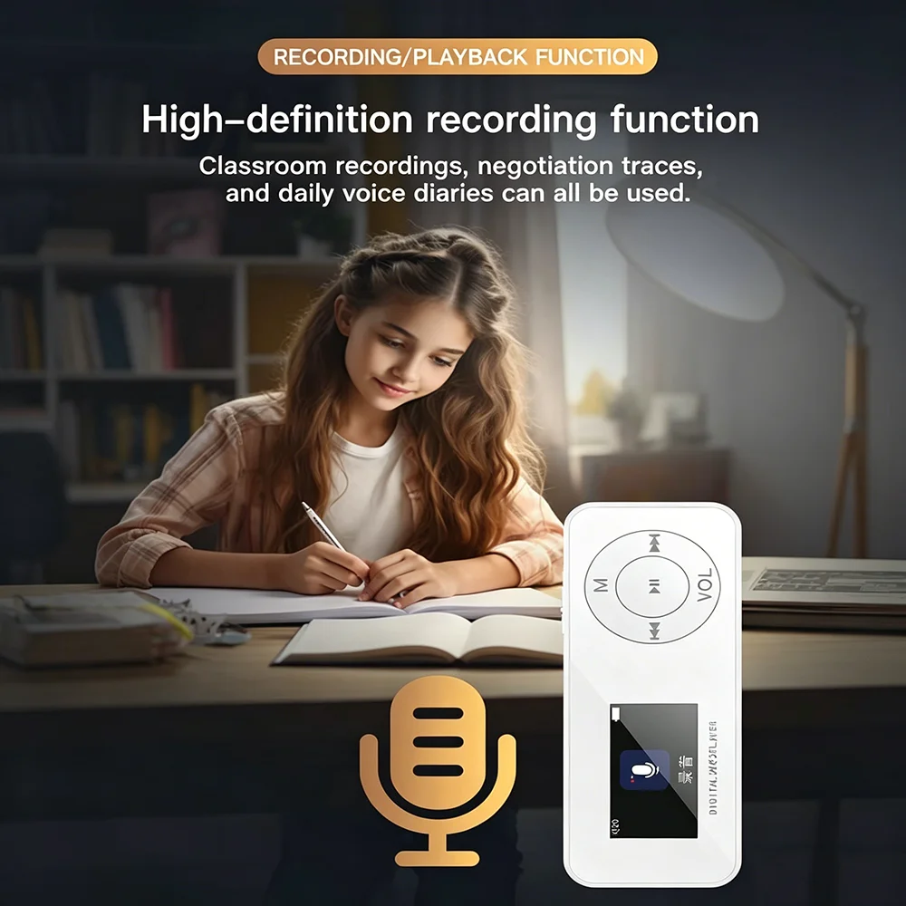 MP3-плеер KEBIDUMEI с экраном, Bluetooth 5.3, портативный Hi-Fi музыкальный плеер для студентов, встроенный динамик, FM-радио, электронная книга (art.: 3920db0b00a16) - 3920db0b00a16