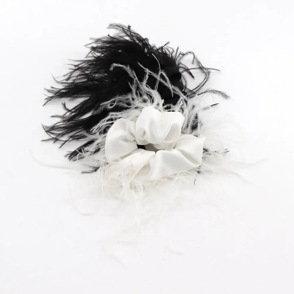 Веревка из шелка страусиных перьев женские аксессуары для волос атласное кольцо