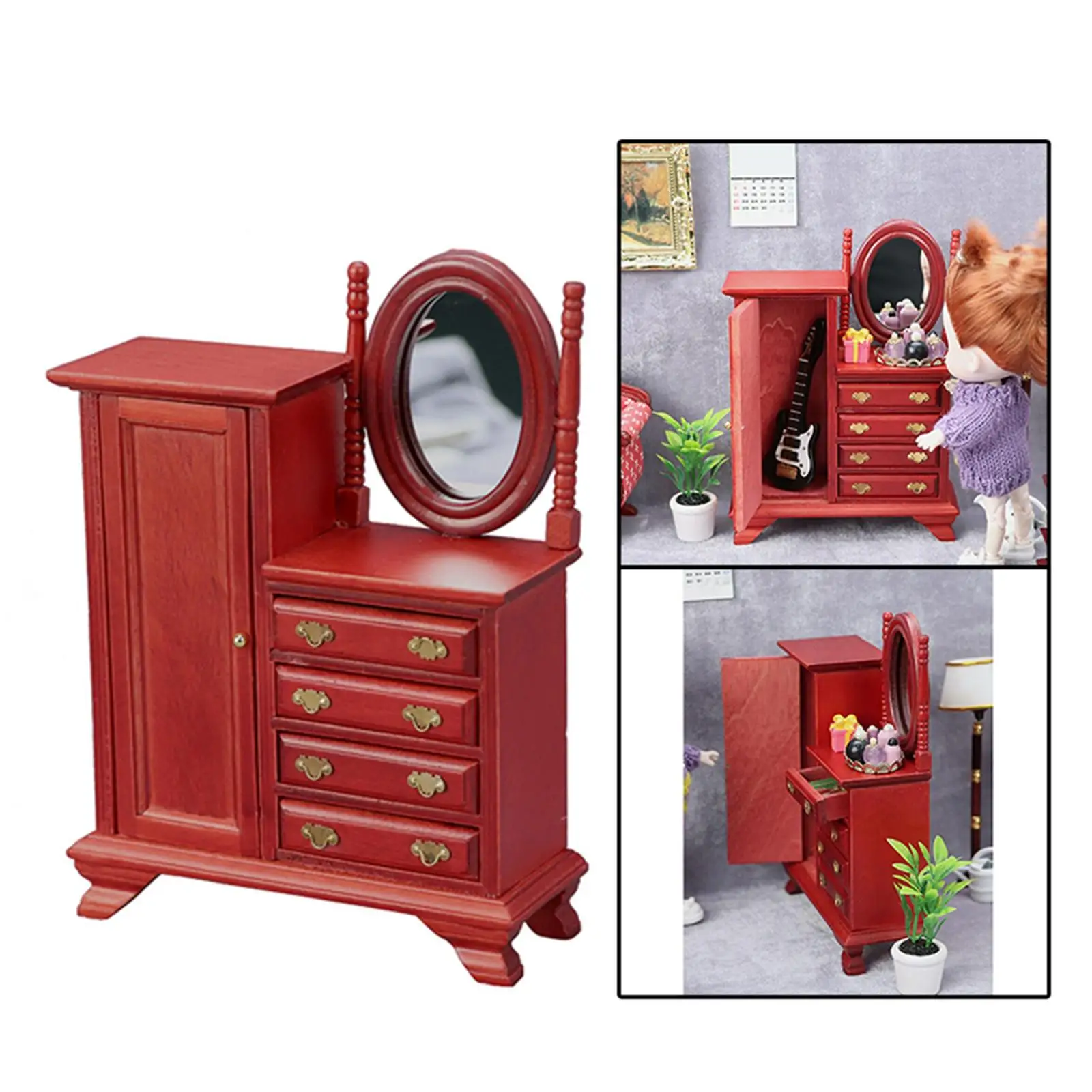 

Retro Dollhouse Furniture 4 Drawers Accessories for Bedroom Sitting Room Bathroom