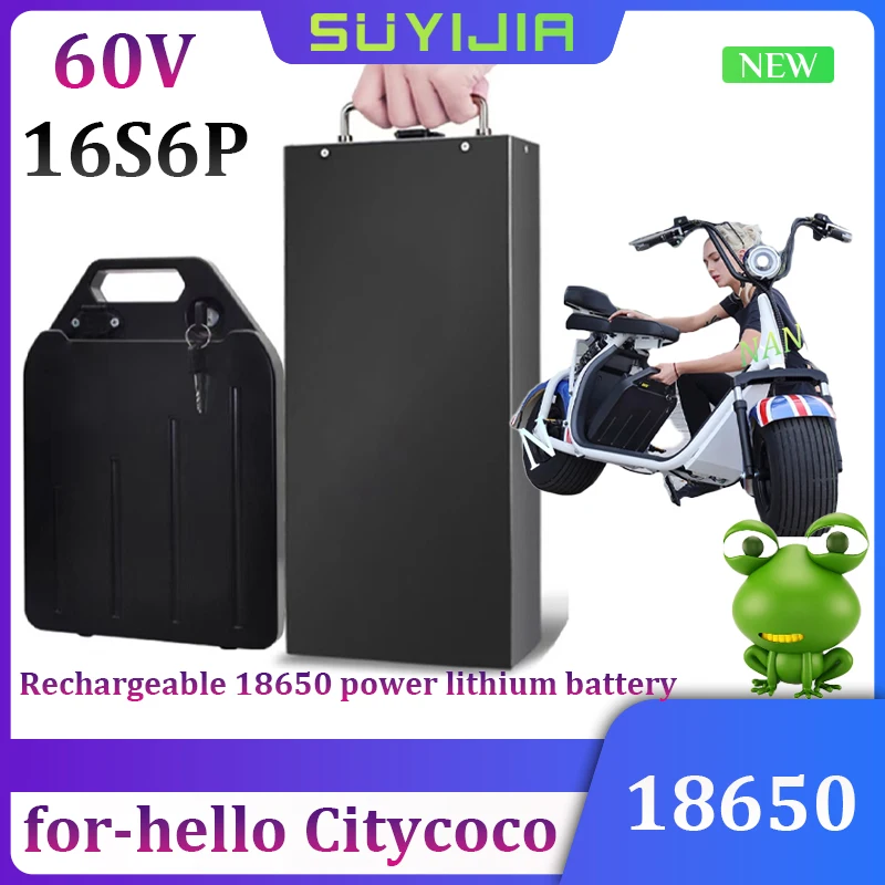 

60V Rechargeable 16S6P 18650 Lithium Battery for-hello Citycoco X7 X8 X9 Electric Bicycle Motorcycle Trolling Lithium Battery