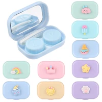 cute colored with mirror contact lenses box eyes contact lens container contact lens case myopia care storage box
