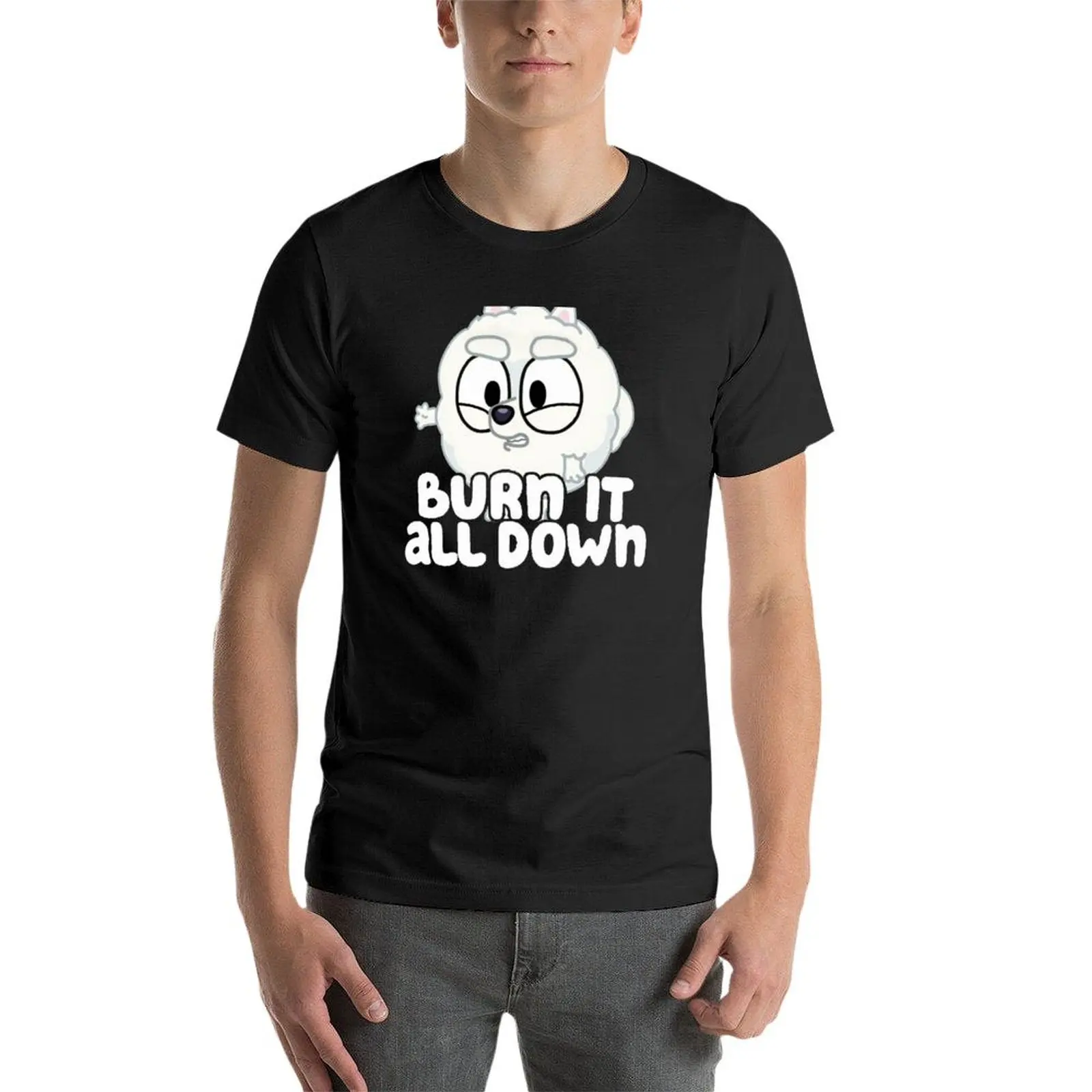 Мужская хлопковая футболка с помпоном надписью burn It Down |
