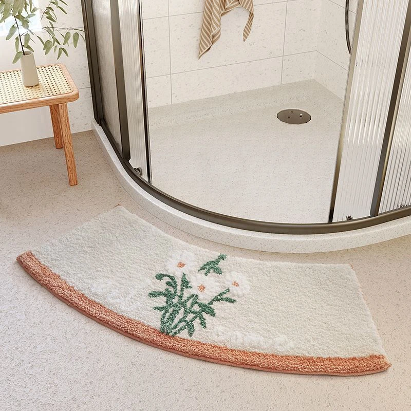 

Super Thick Fluff Super Absorbent Bath Rug Bath Tub Side Area Rug Non-slip Bathroom Mat Curved Floor Mat Shower Room Rugs