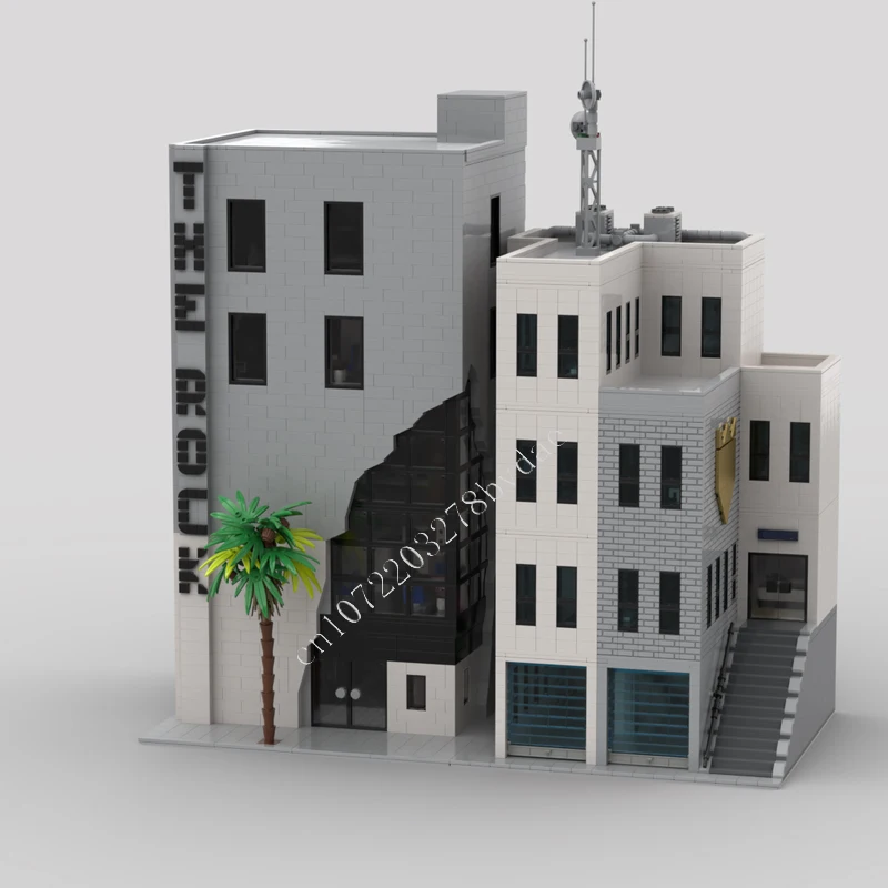 Полицейский участок офисное здание рокмодульный MOC креативная модель с видом на