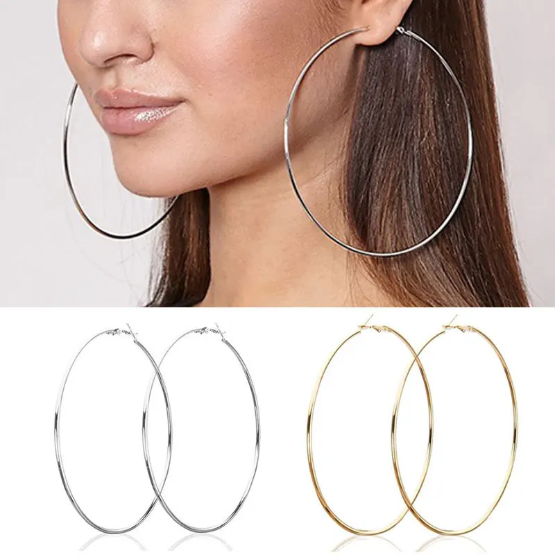 

Personality Round Hoop Metal Earrings For Women Accessories Korea Fashion Jewelry Statement Earring Ear Decor Pendientes Mujer