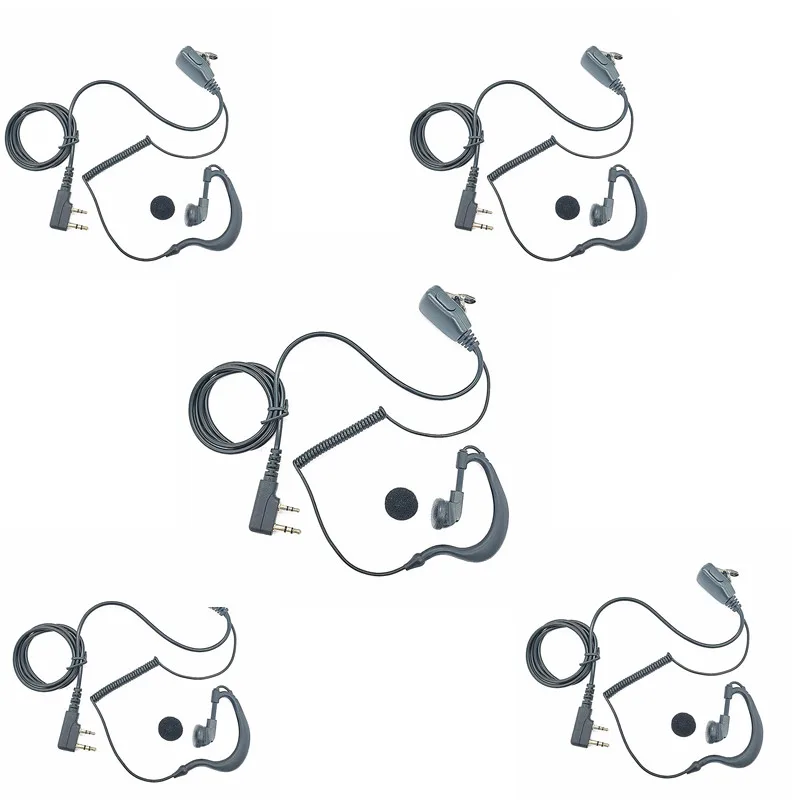 5pack pcs 2 Pin Earpiece with PTT Mic K Type Plug Walkie Talkie Headset Intercom Headphone for Baofeng UV-5R UV 5R UV-5RE