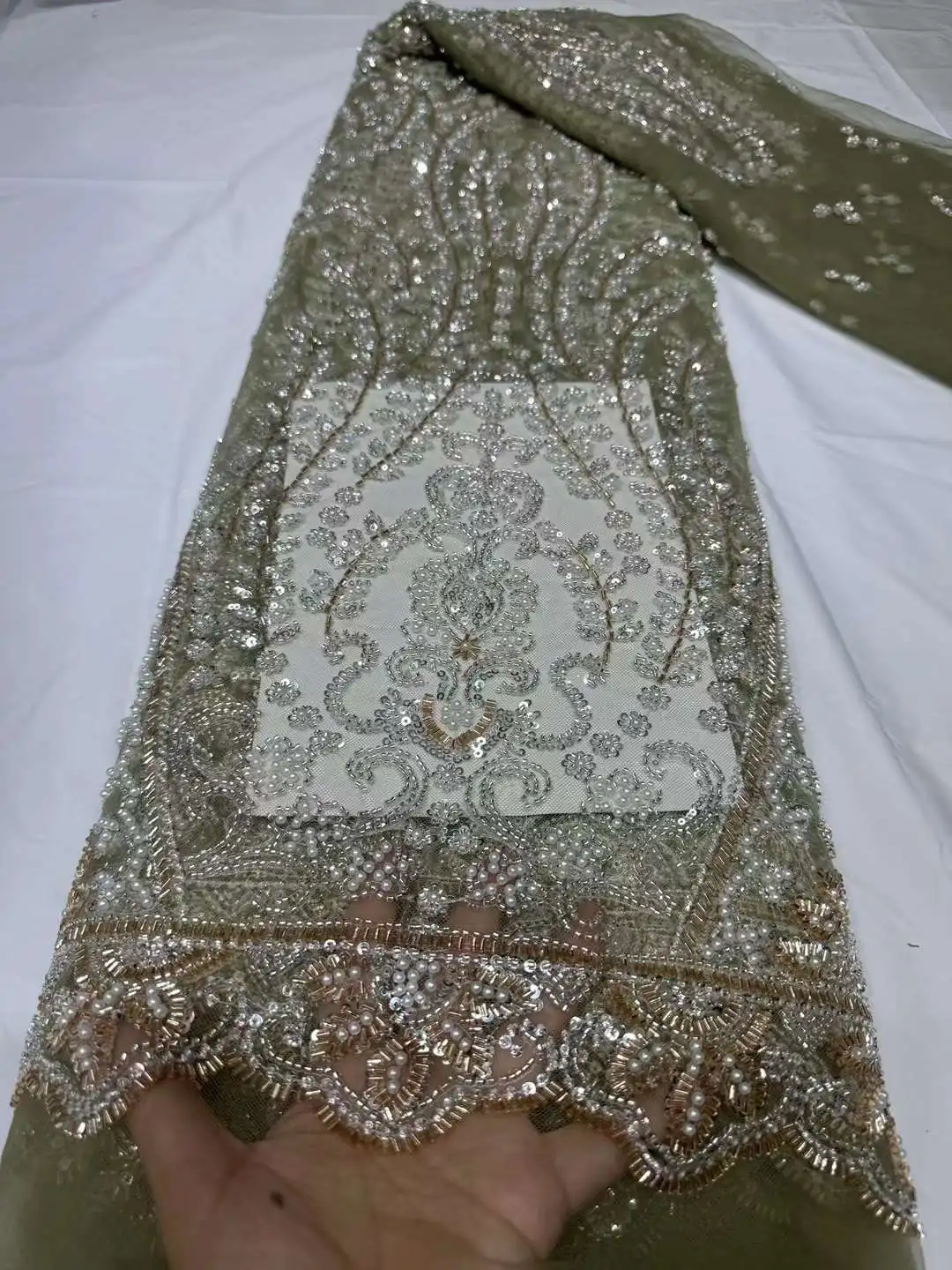 Африканская кружевная ткань 2024 блестки вышивка бисером жених Нигерия свадебная