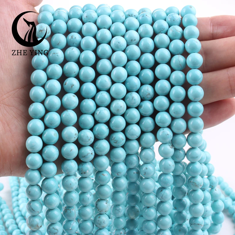 New 100% Natural Stone Blue Turquoises Stone Round Loose Beads For Jewelry Making DIY Bracelets Earrings Accessorie 15