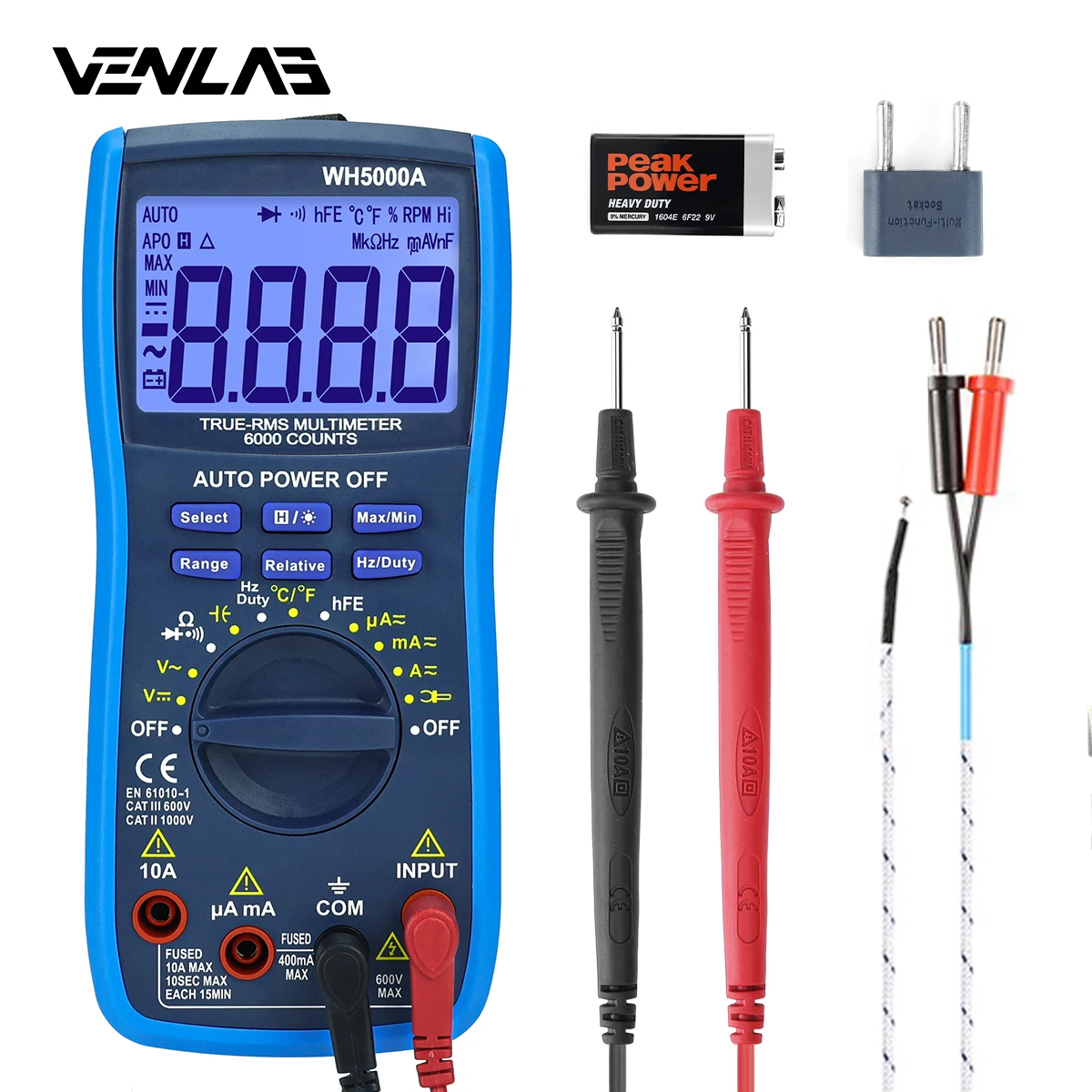 

TRMS Large Digital Multimeter Auto Range Fast Accurately Measures Multimetro 1000V 20A AC DC Ohm Hz NCV Live Voltage Meter