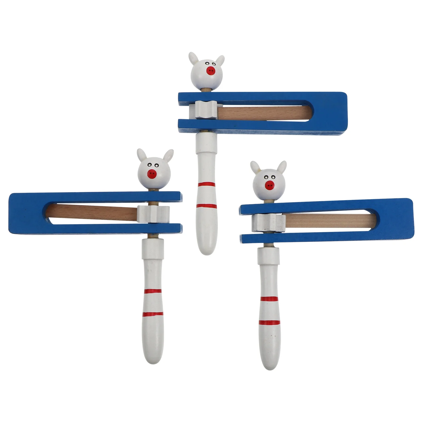

3 Pcs Hand Castanet Kids Playset Croaking Cartoon Creative Toy Wooden Funny Birch Hand-cranked Modeling Child Children's