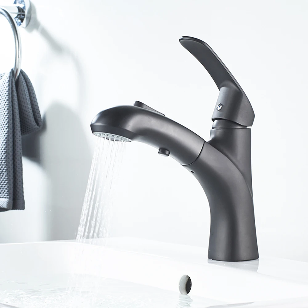 Onyzpily черный выдвижной смеситель для раковины с одной ручкой керамическая