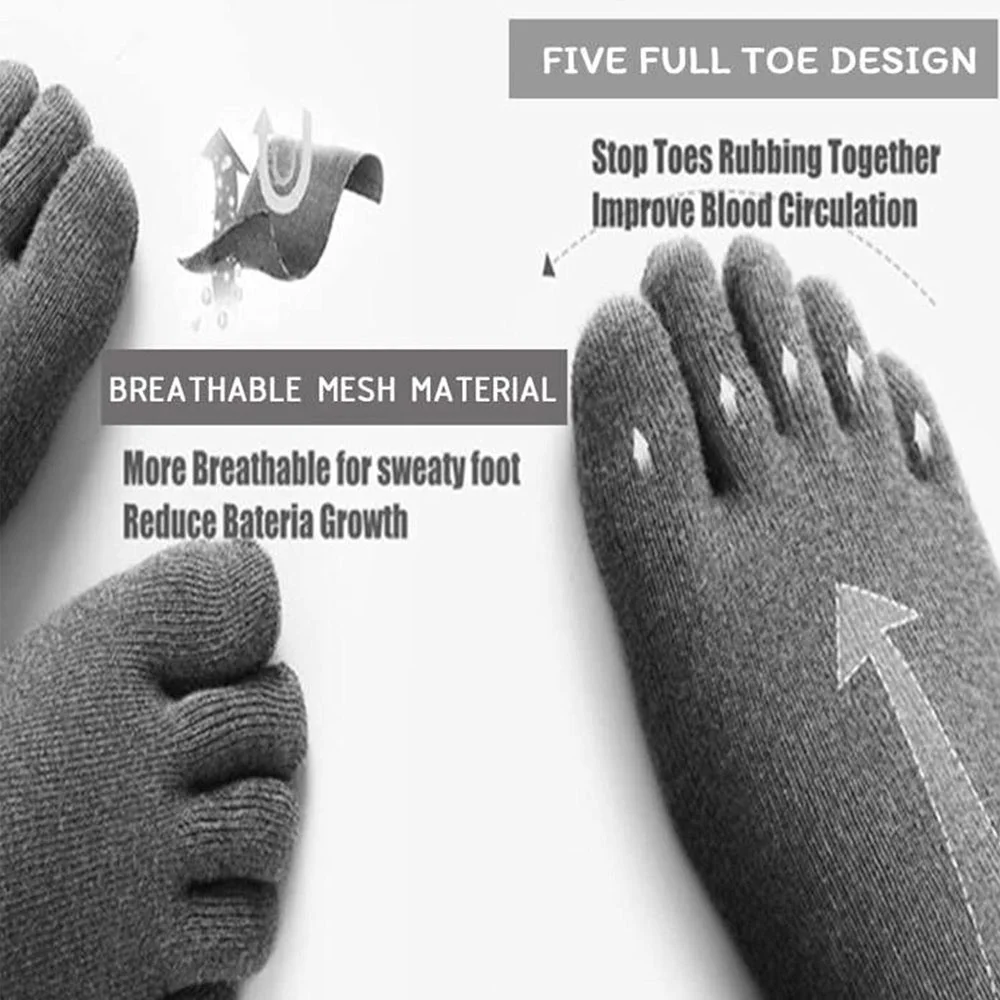 5pairs Unisex Men Women Toe Socks Cotton Five Finger Socks Running Breathable Sweat Deodorant Antibacterial Casual Sports Sock