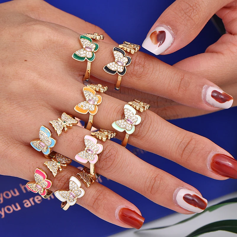 

Женское Открытое кольцо с бабочкой ZOSHI, золотистое кольцо с блестящими кристаллами и цирконами для коктейвечерние