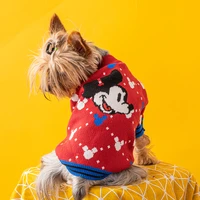 disney pet clothes fashion mickey knit puppy clothes festive red autumn winter thickening outdoor warm dog sweater