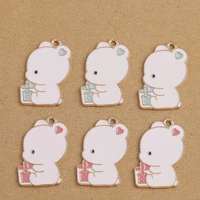 10pcslot cartoon enamel animal drink bear charms for making diy earrings pendants necklaces handmade keychains jewelry findings
