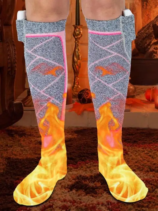 Winter Heating Socks For Women Thermal Heated Socks Soft Elastic Thicken Anti-Slip Socks For Women Men Outdoor Ski Tube Sock