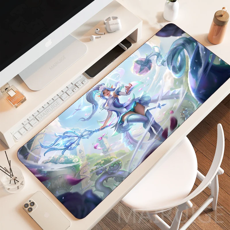 

400*900mm LOL Janna MousePad Elise Gaming Accessories Large Rubber Keyboard Mousepad Desk Mat Mouse Pad Anime Gamer Decoration
