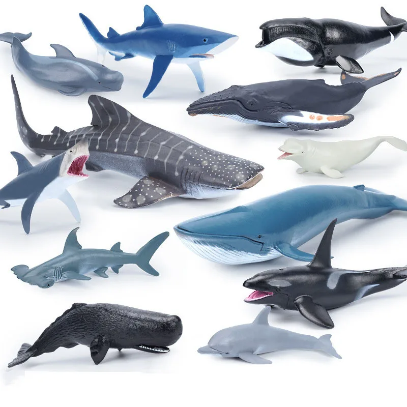 

Pvc Simulation Sea Animals Action Figures Humpback Whales Shark Beluga Dolphin Toys for Children Collection Kids Gift